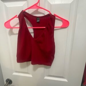 SHEIN Red Cut Out Crop Tank Top